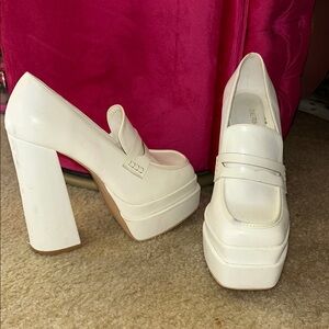 White Platform Loafers
